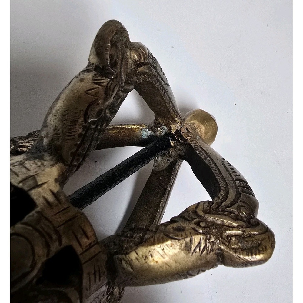Antique Brass Tibetan Buddhist 5 pronged Vajra/Dorje 13" - Picture 10 of 16
